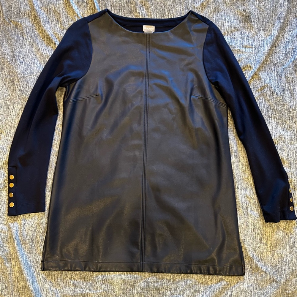 Chico's Navy Faux Leather Front Pointe Tunic size 0 - Picture 4 of 10